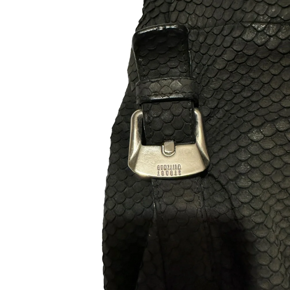 Vintage Stuart Weitzman Snake Skin Hobo Bag. Black. GUC